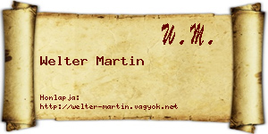 Welter Martin névjegykártya